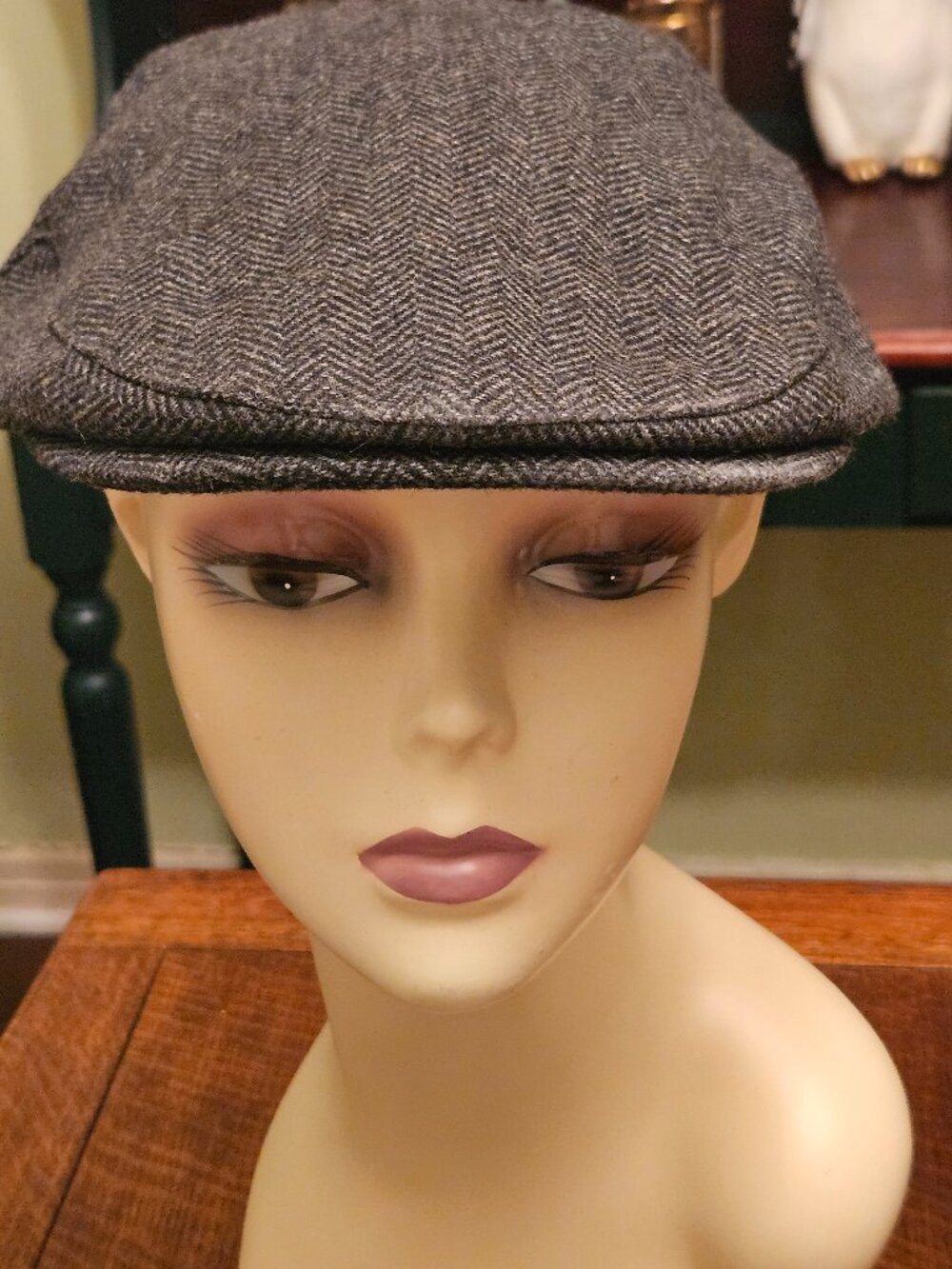Jangoul Wool Gray Herringbone Newsboy Hat